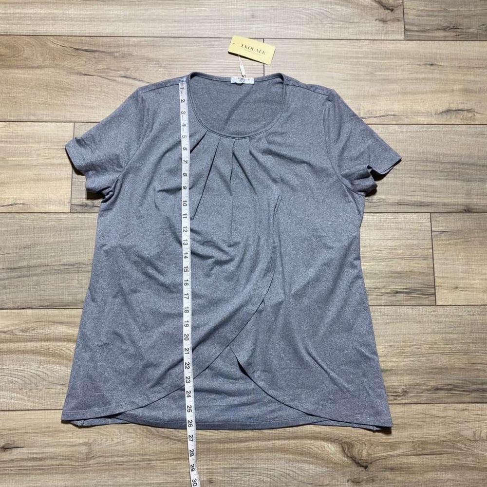 Ekouaer Womens Short Sleeve Pajama Top With Built In Tank Size Large Gray - Picture 3 of 9